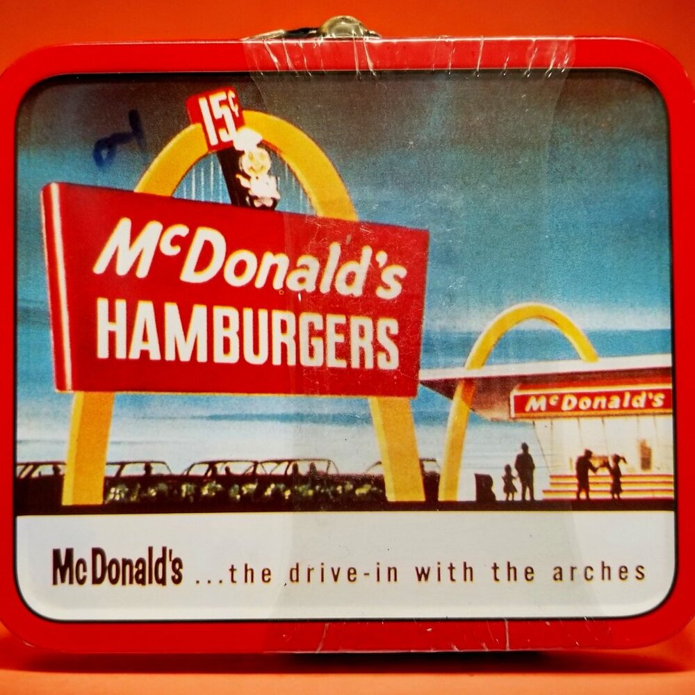 Mini Tin Lunch Box 1998 McDonald's Hamburger Golden Arches Collection Sealed